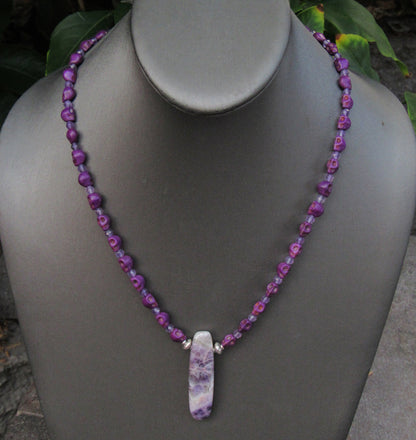 Amethyst and Skull Necklace
