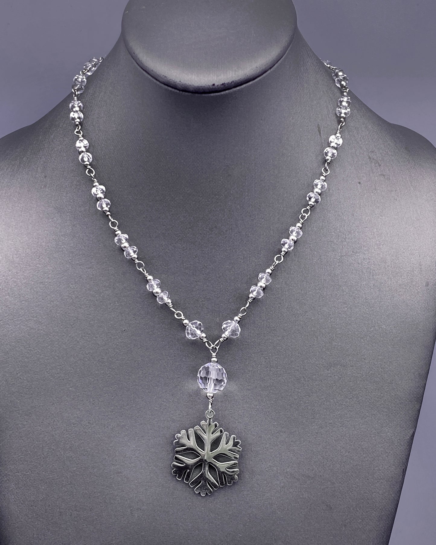 Snowflake and Quartz necklace