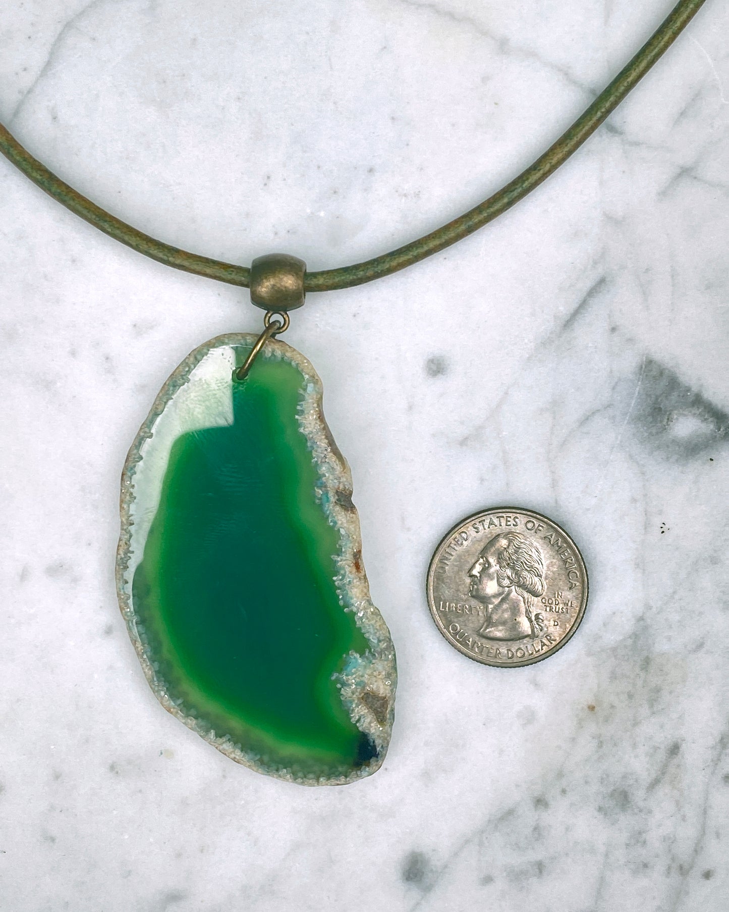 Green Agate Slice necklace