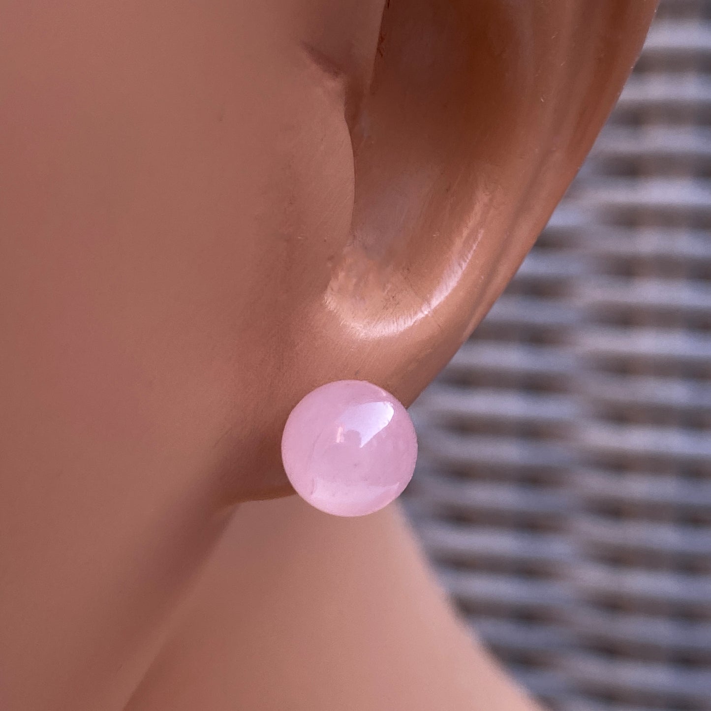Rose Quartz gemstone stud earrings