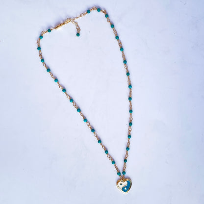 Turquoise and Yin Yang Necklace