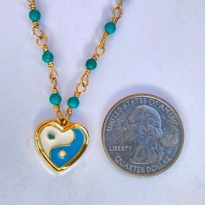 Turquoise and Yin Yang Necklace
