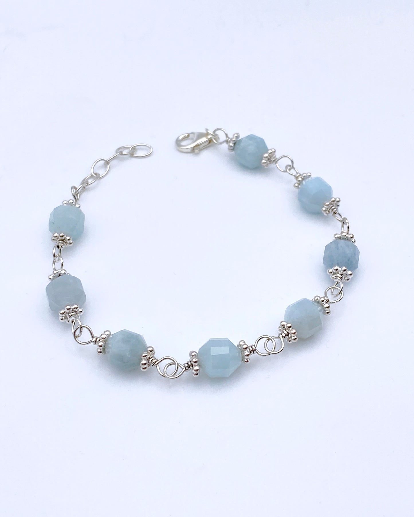 Aquamarine Gemstone Bracelet with Sterling Silver