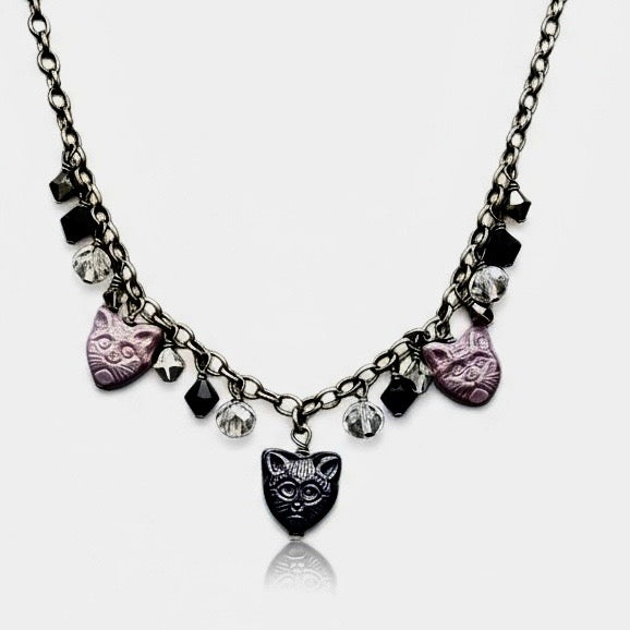 Glass beaded Kitty Cat Necklace