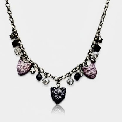 Glass beaded Kitty Cat Necklace