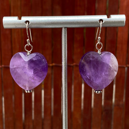 Amethyst gemstone Heart Earrings