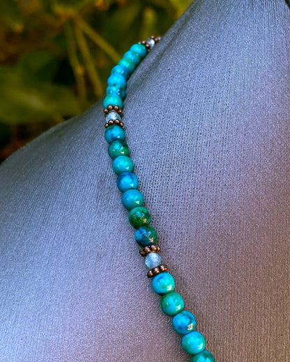 Turquoise and Blue Topaz Sun Necklace