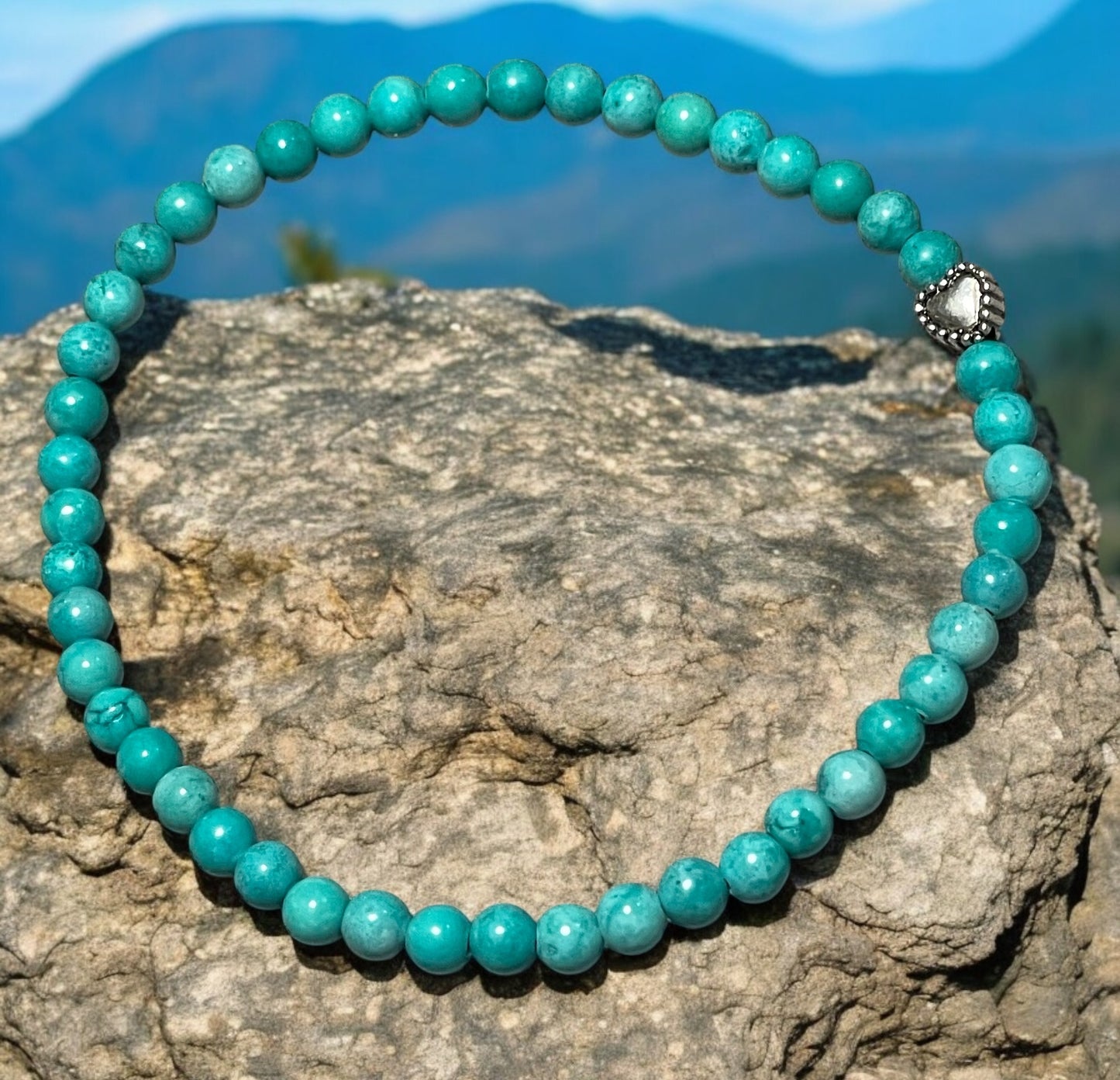 Turquoise and Sterling Silver Heart Bracelet