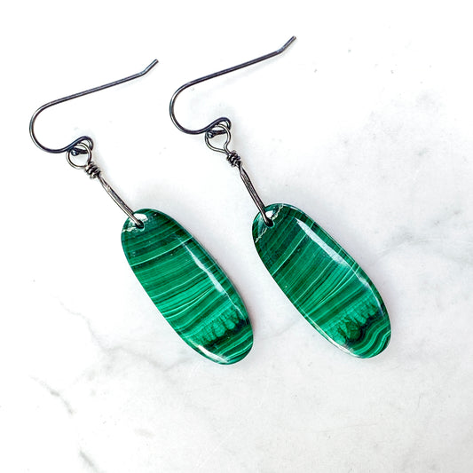 Malachite Drop Dangle Earrings