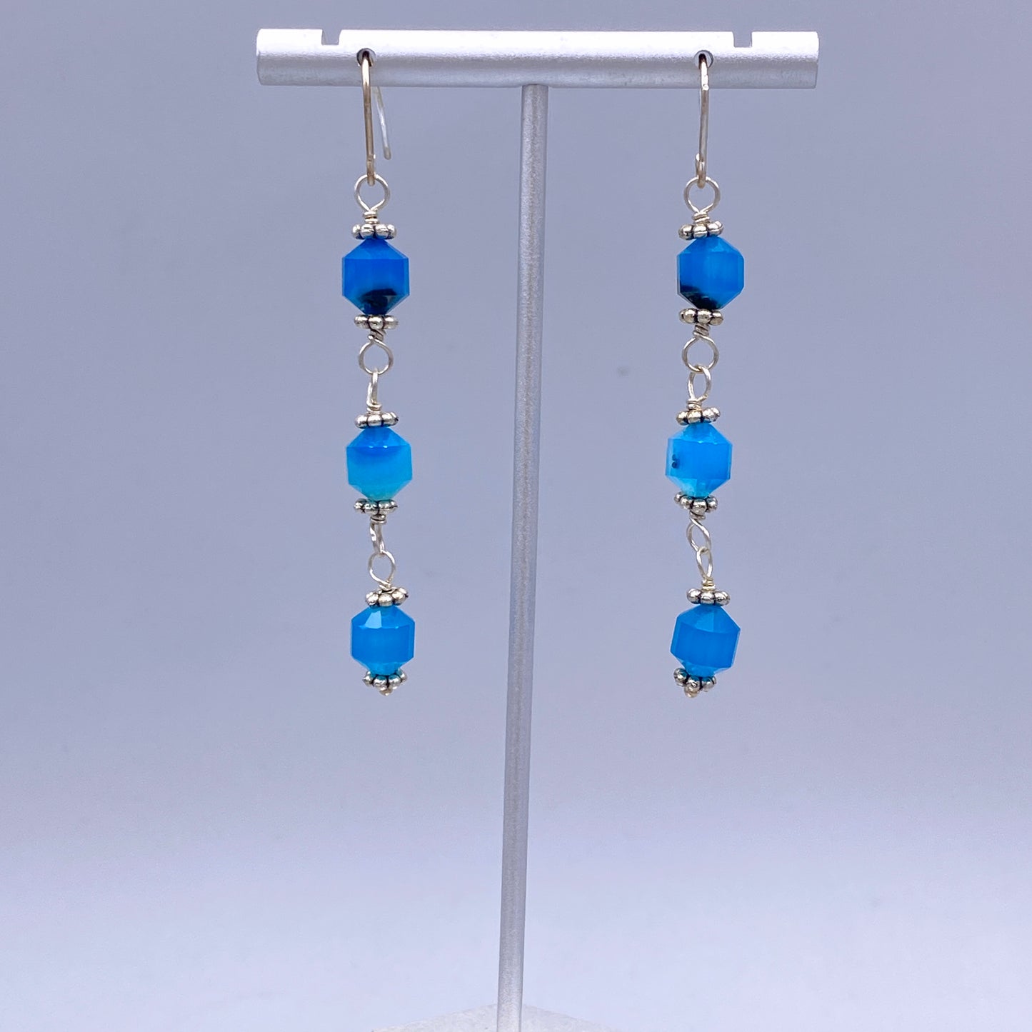 Blue Agate Dangle Earrings