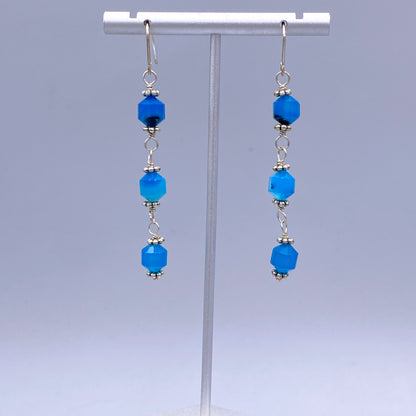 Blue Agate Dangle Earrings