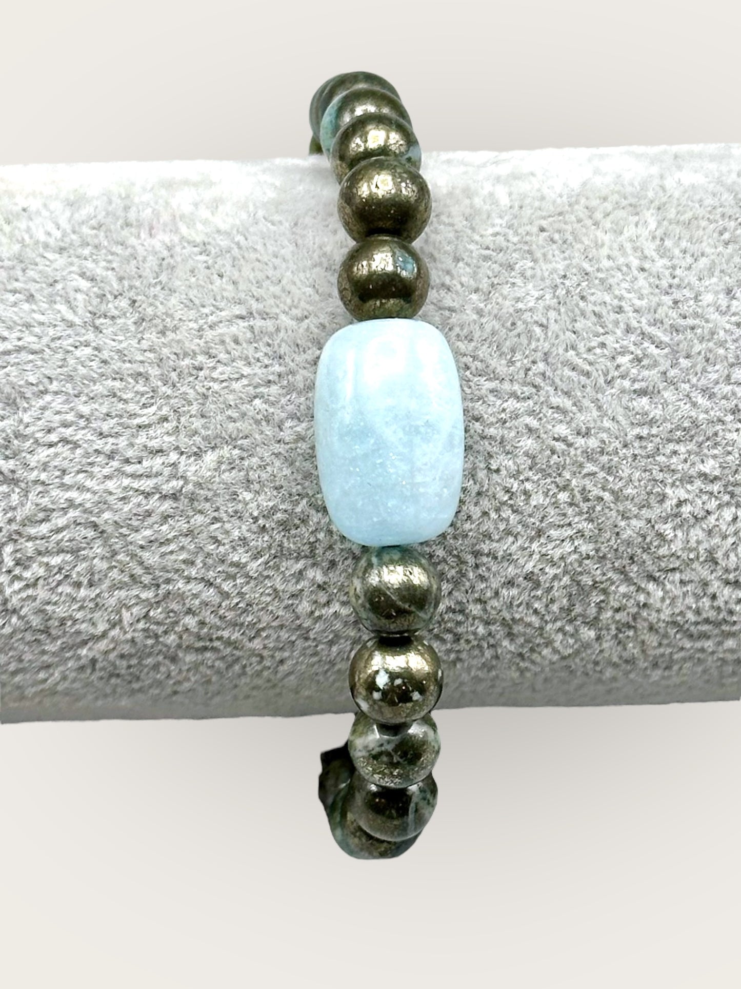 Aquamarine and blue pyrite bracelet