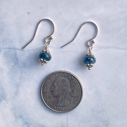 Blue Sapphire Dainty Dangle Earrings