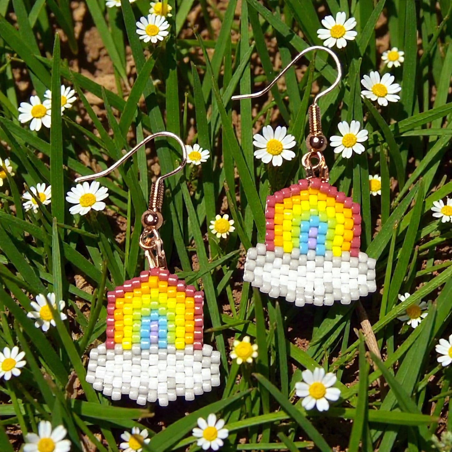 Beaded Glass rainbow Earrings