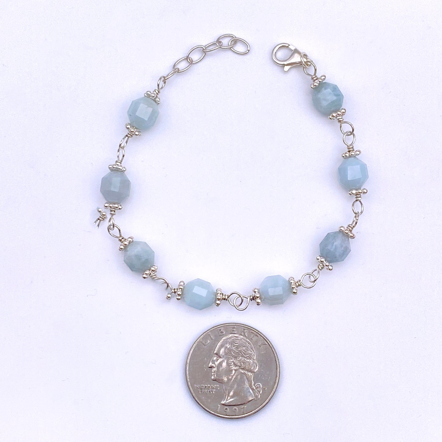 Aquamarine Gemstone Bracelet with Sterling Silver