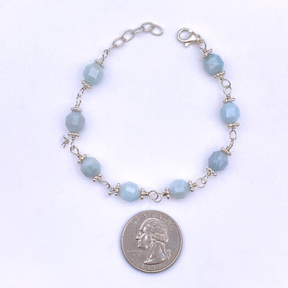 Aquamarine Gemstone Bracelet with Sterling Silver