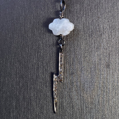 White Topaz Bolt and Moonstone gemstone Cloud Necklace