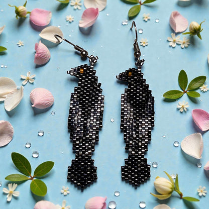 Black Raven seed bead earrings