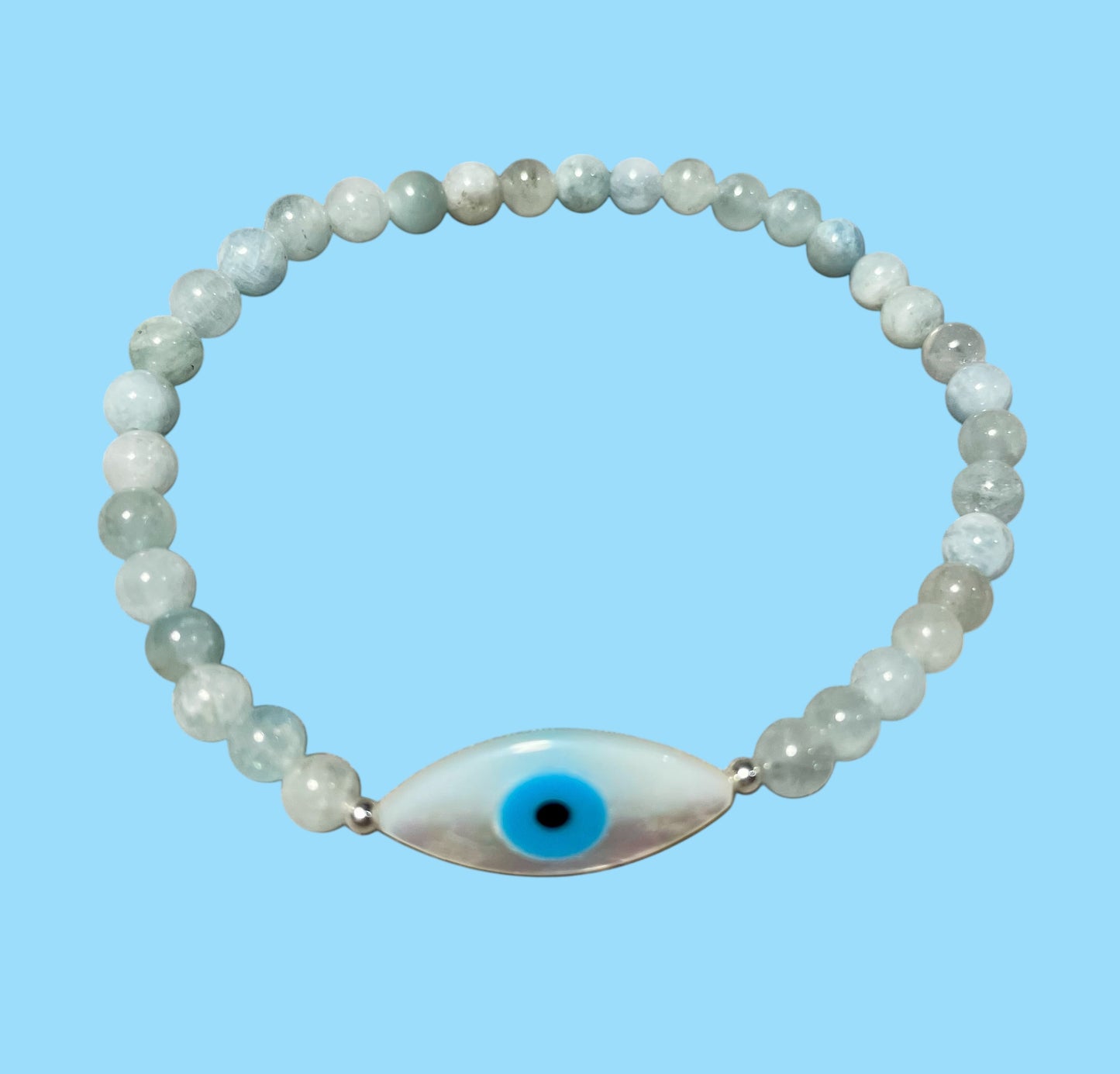 Aquamarine and Evil Eye Bracelet