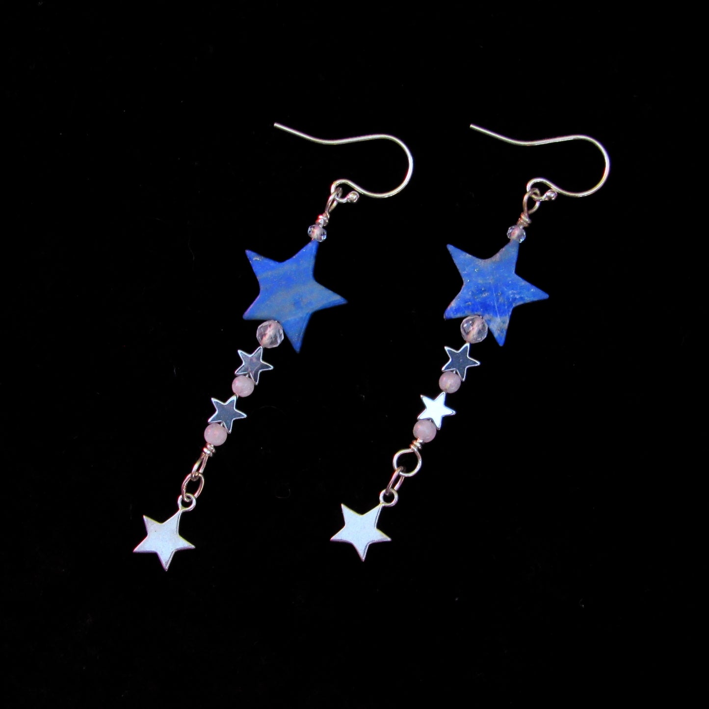 Lapis Lazuli and Hematite Star Dangle Earrings