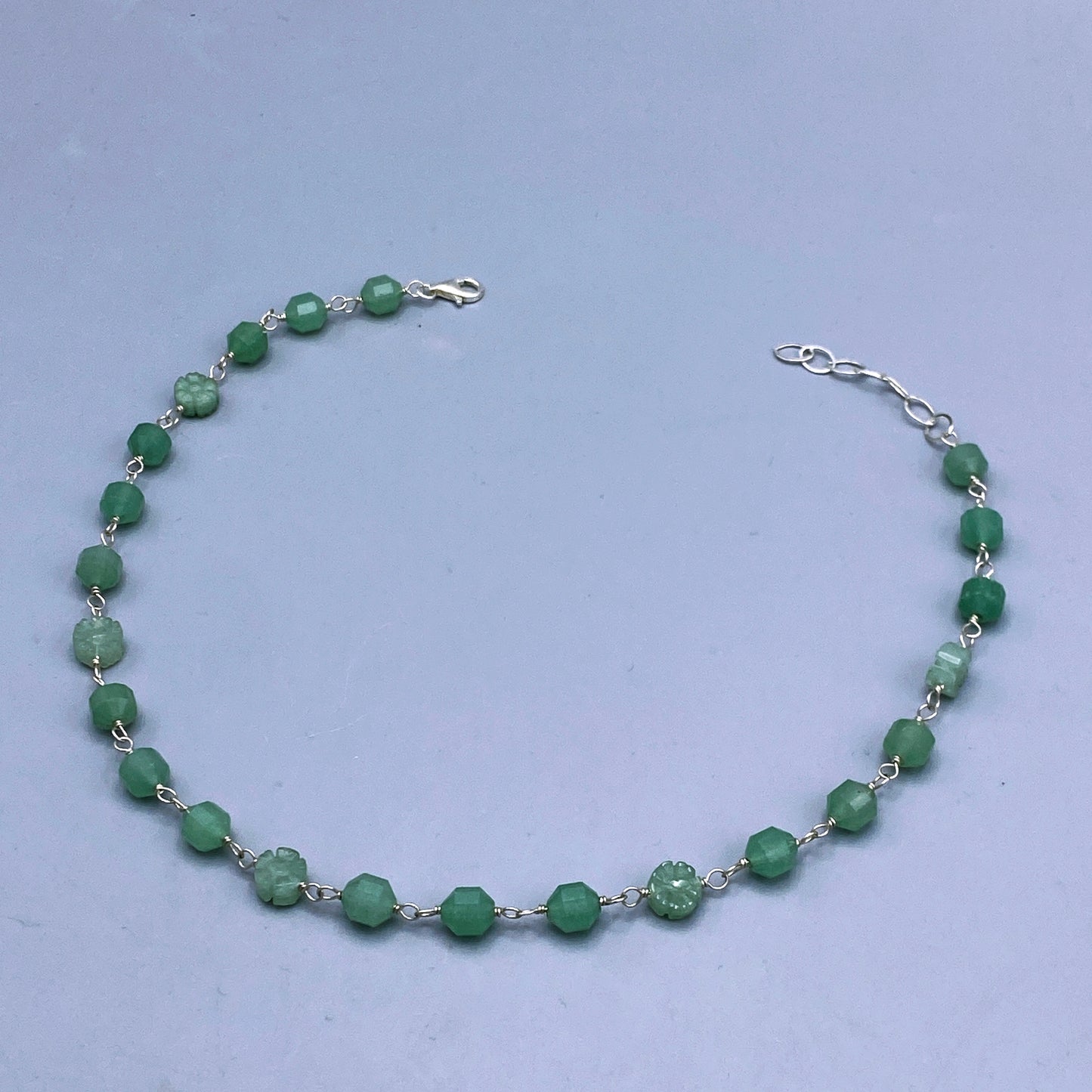 Green Aventurine gemstone Flower Beaded Necklace