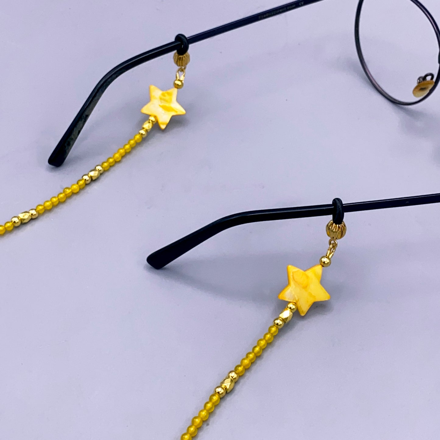 Yellow Agate and Mother of Pearl Star Eyeglass Holder