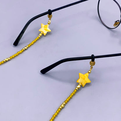 Yellow Agate and Mother of Pearl Star Eyeglass Holder