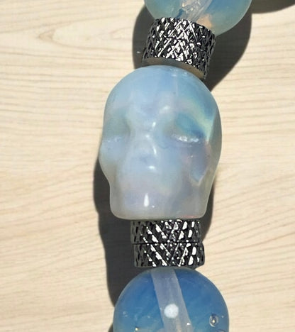 Opalite Skull Beaded Bracelet