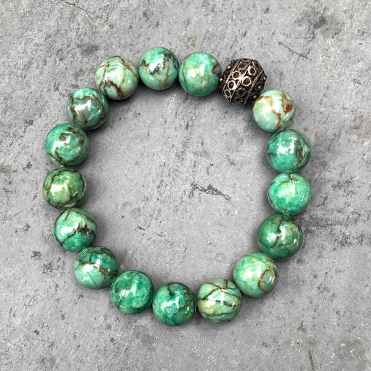 Chrysocolla and Sterling Silver Beaded Bracelet