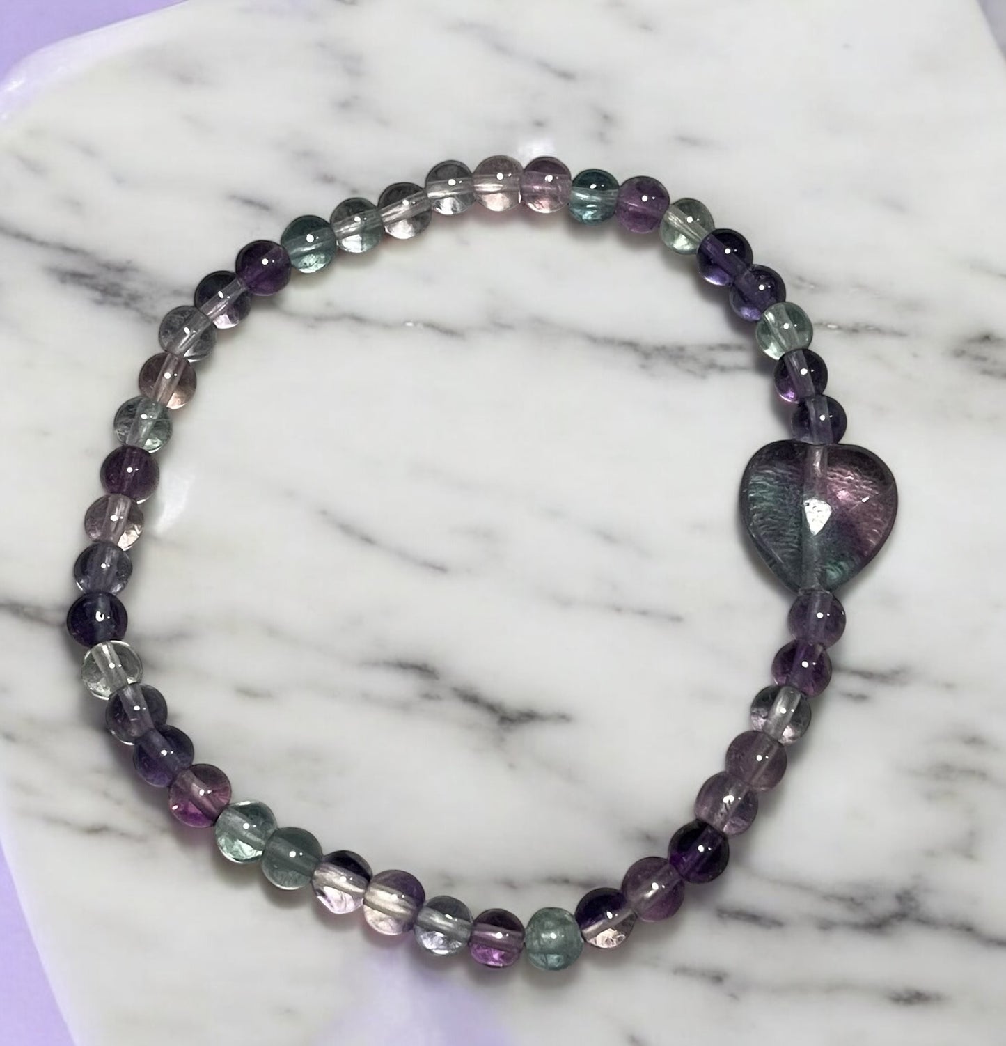 Rainbow Fluorite Heart Bracelet