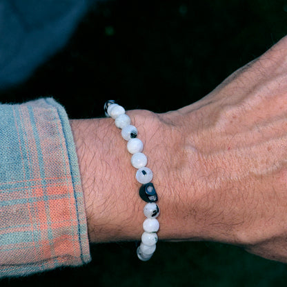 Moonstone and Howlite Skull Bracelet