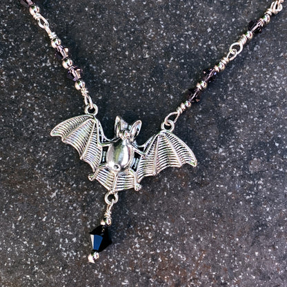 Halloween Bat with Swarovski crystals Necklace