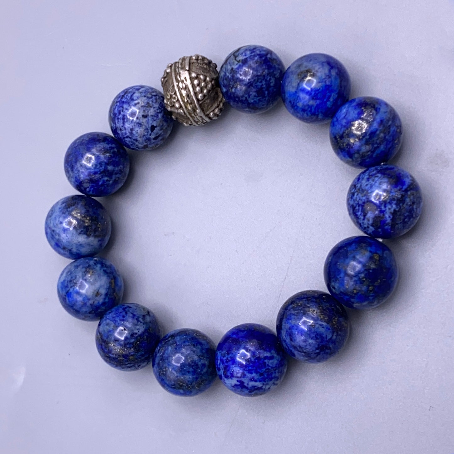 Lapis Lazuli gemstone and Vintage Sterling Silver Bracelet