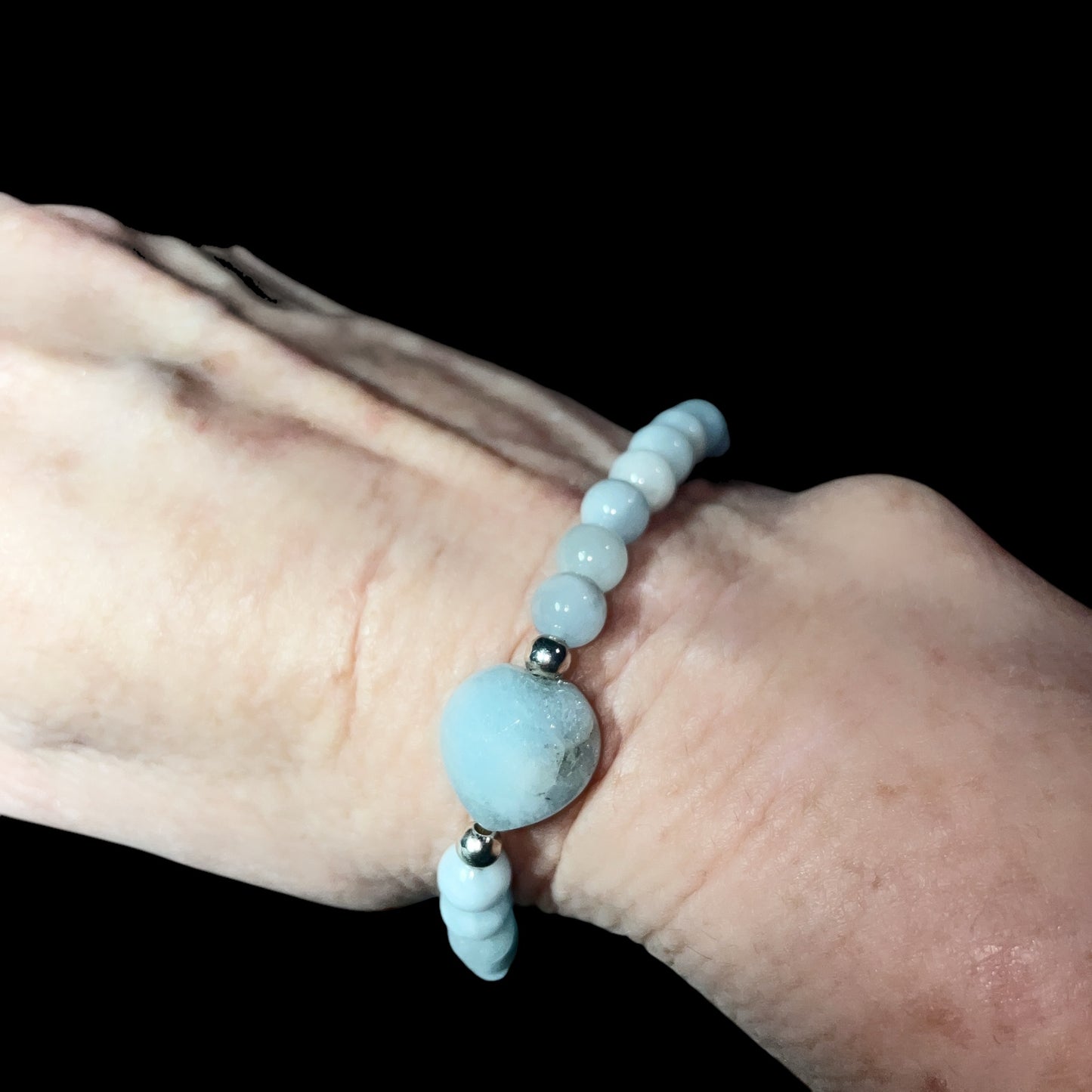 Aquamarine Heart Bracelet with Sterling Silver