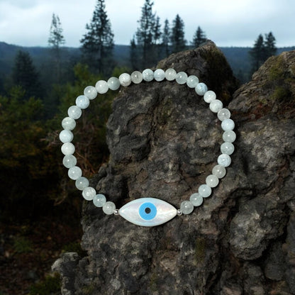 Aquamarine and Evil Eye Bracelet