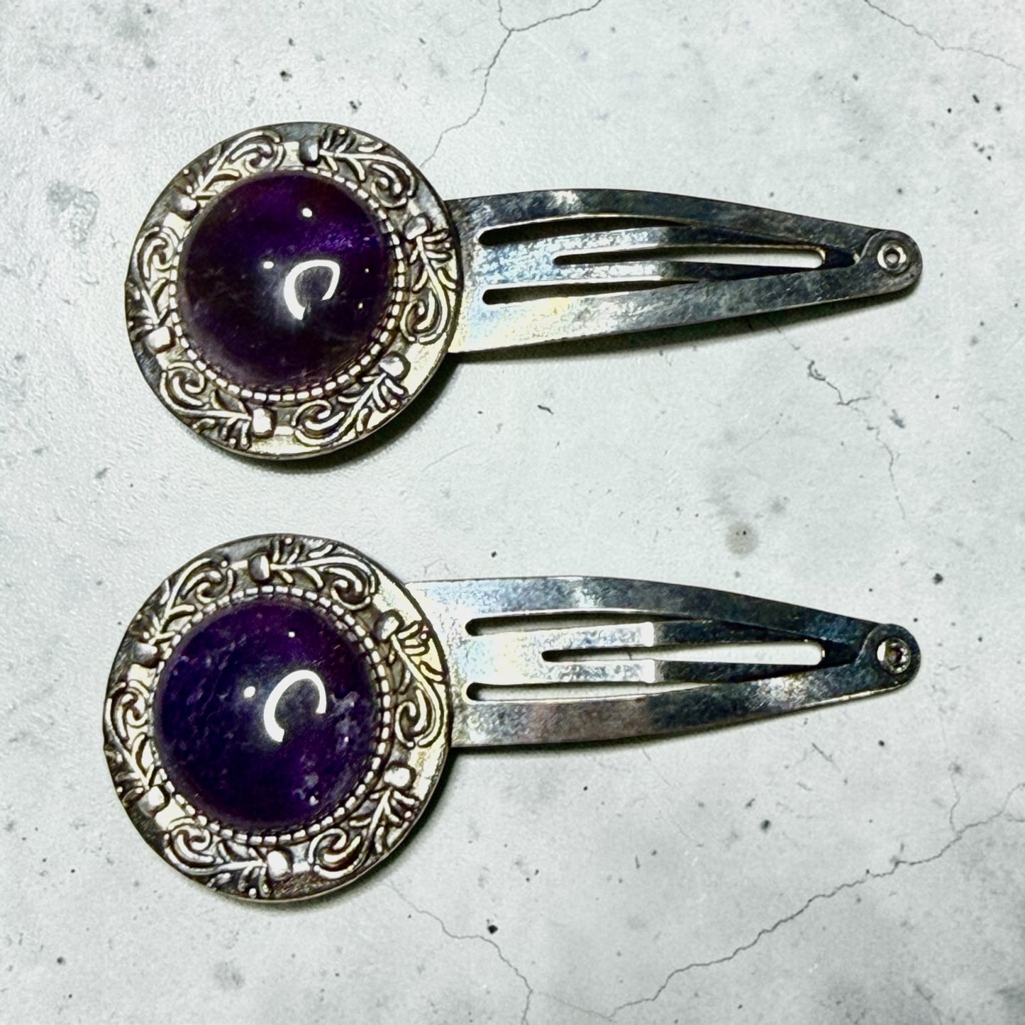 Amethyst Gemstone Barrette set