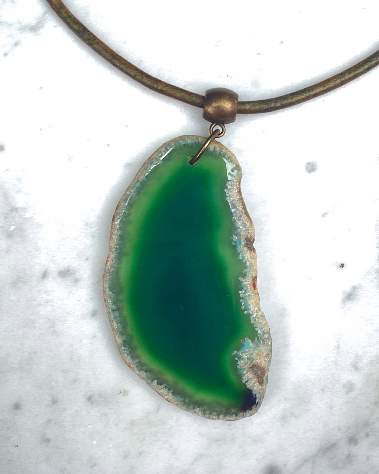 Green Agate Slice necklace