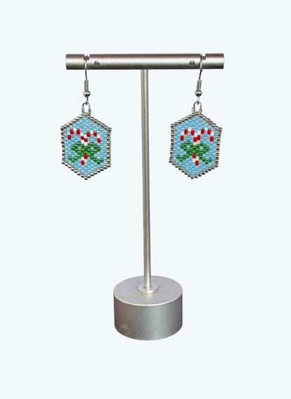 Candy Cane Seed Bead Earrings
