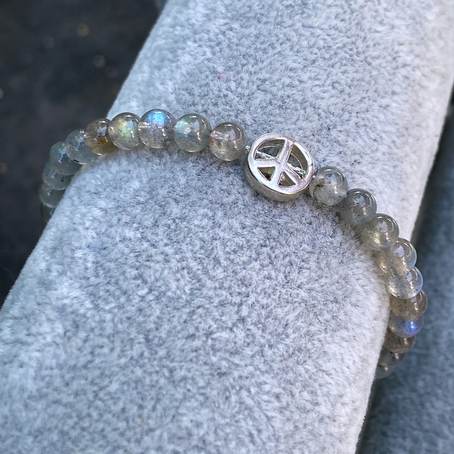 Sterling Silver Peace and Labradorite gemstone Bracelet