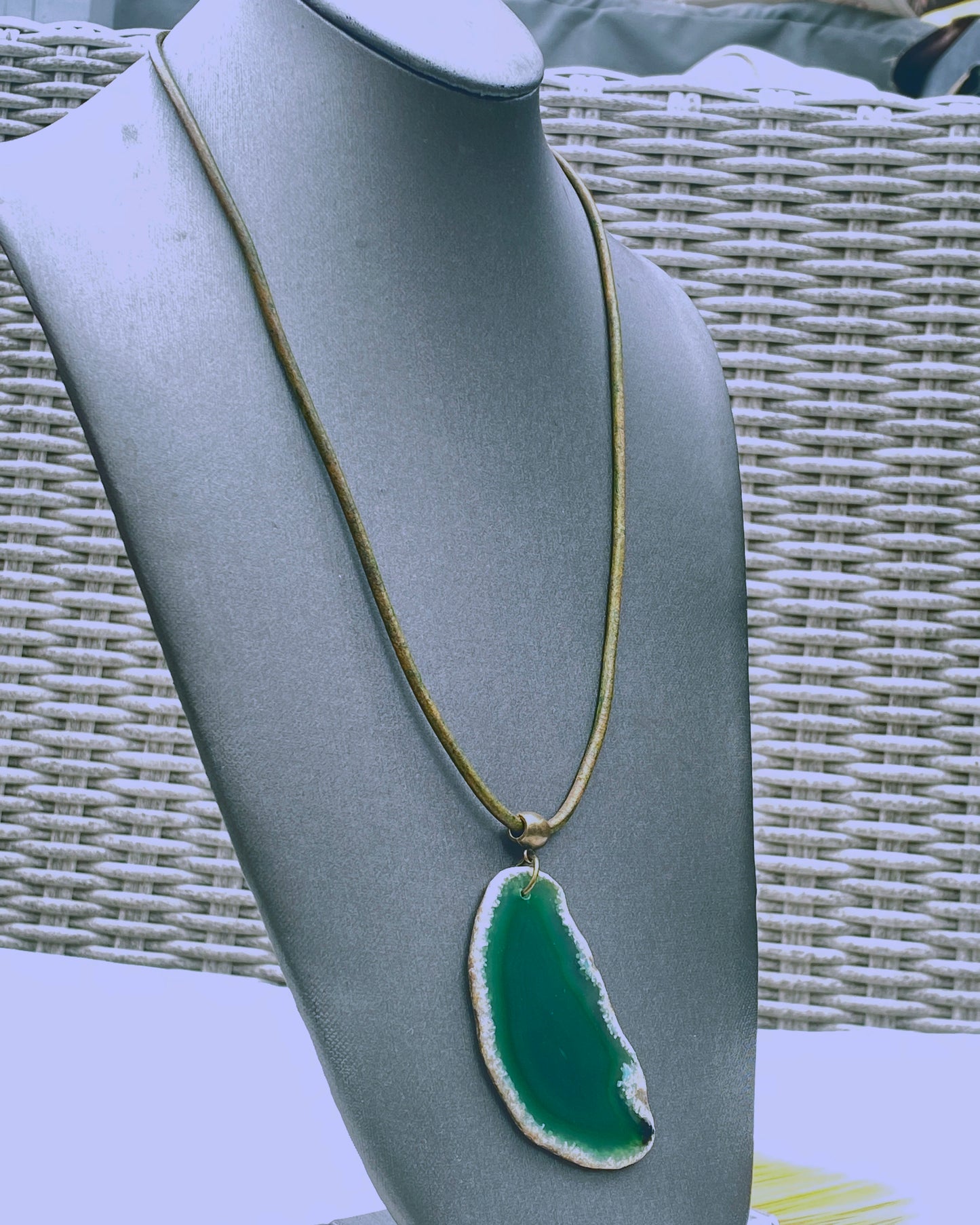 Green Agate Slice necklace