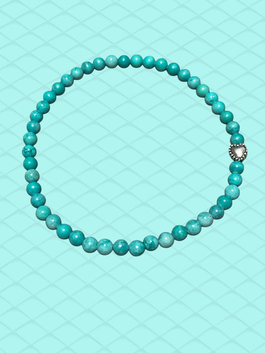 Turquoise and Sterling Silver Heart Bracelet