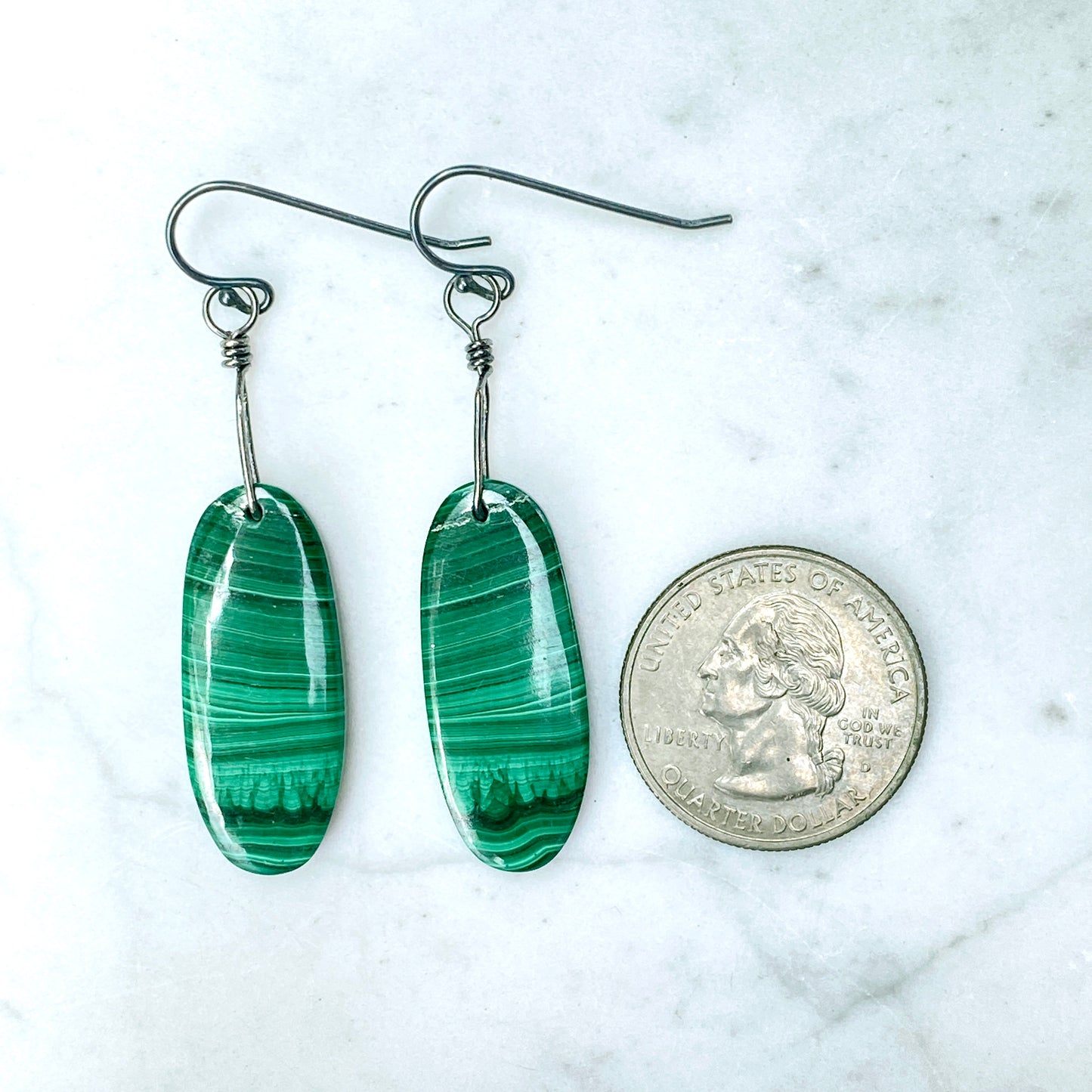 Malachite Drop Dangle Earrings