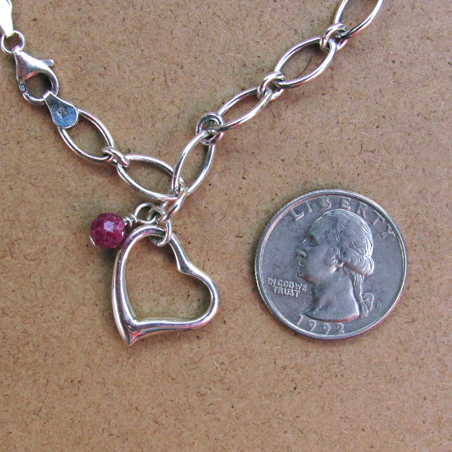 Vintage renewed floating heart and ruby Bracelet