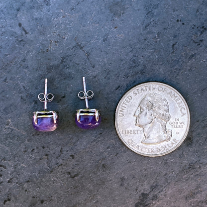 Charoite gemstone stud earrings