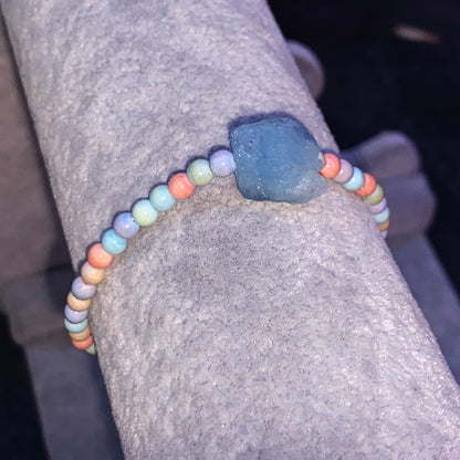 Alashan Agate and Aquamarine gemstone Bracelet