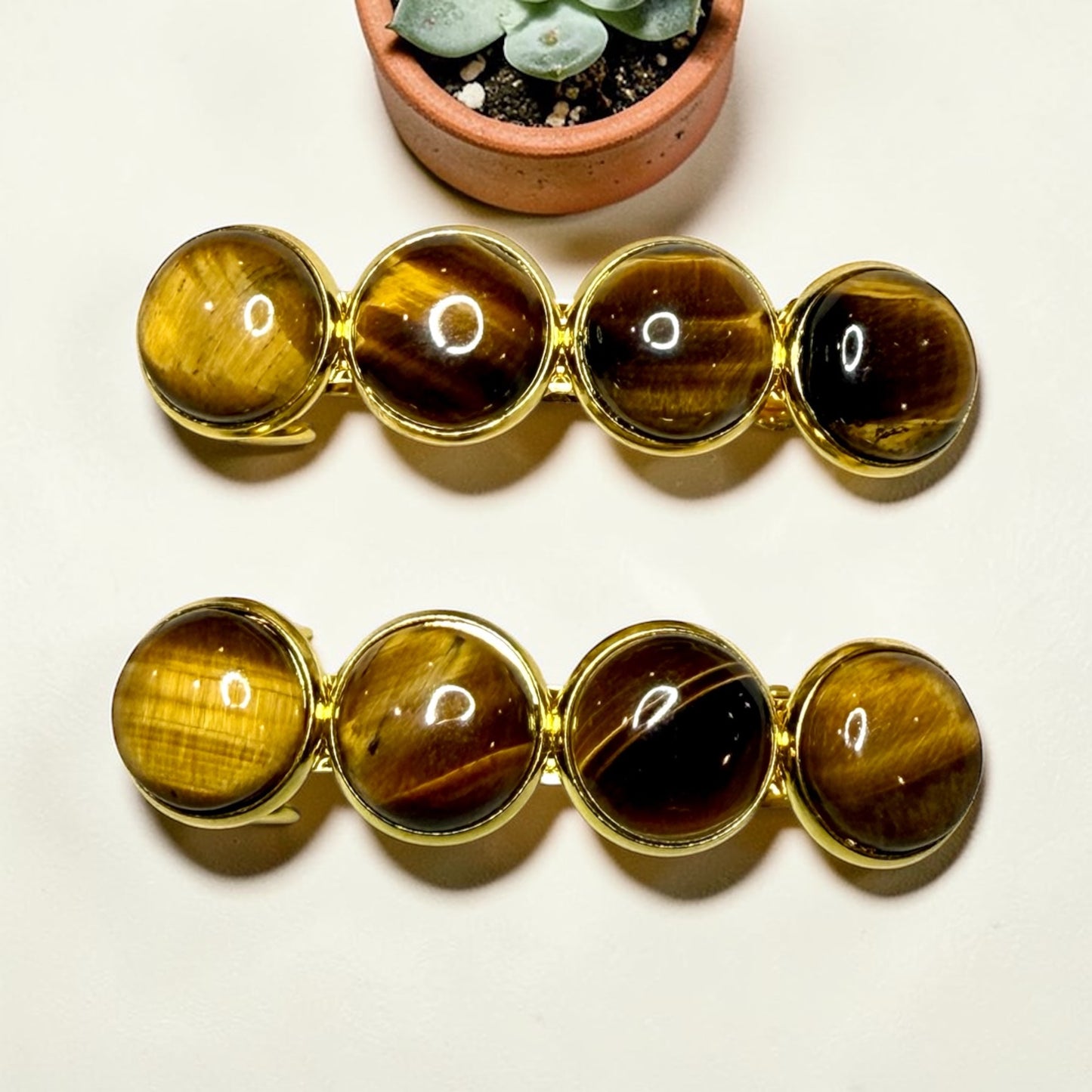 Tiger Eye Barrette set