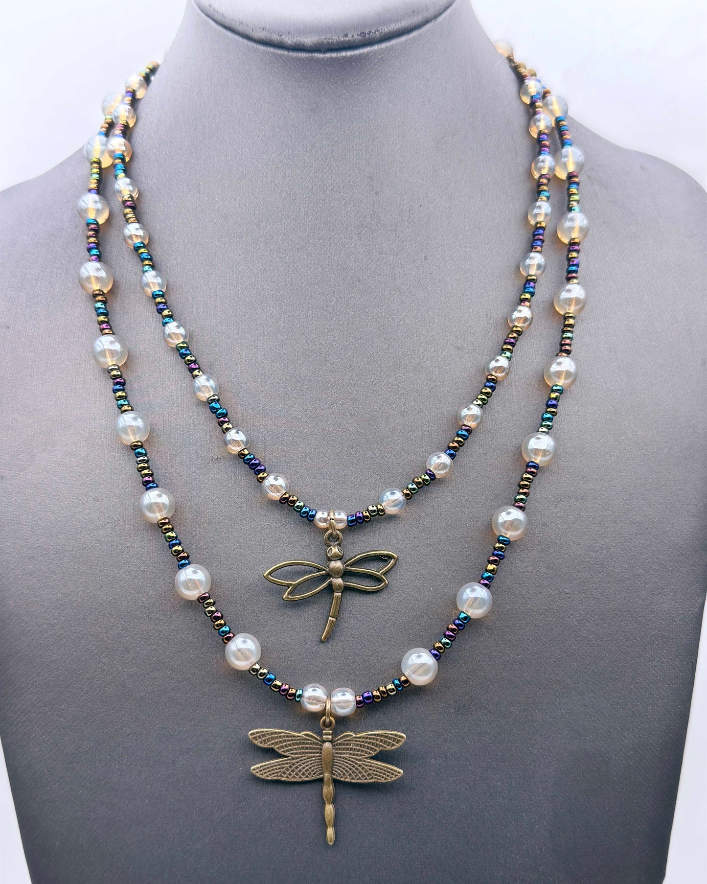 Dragonfly layered necklace