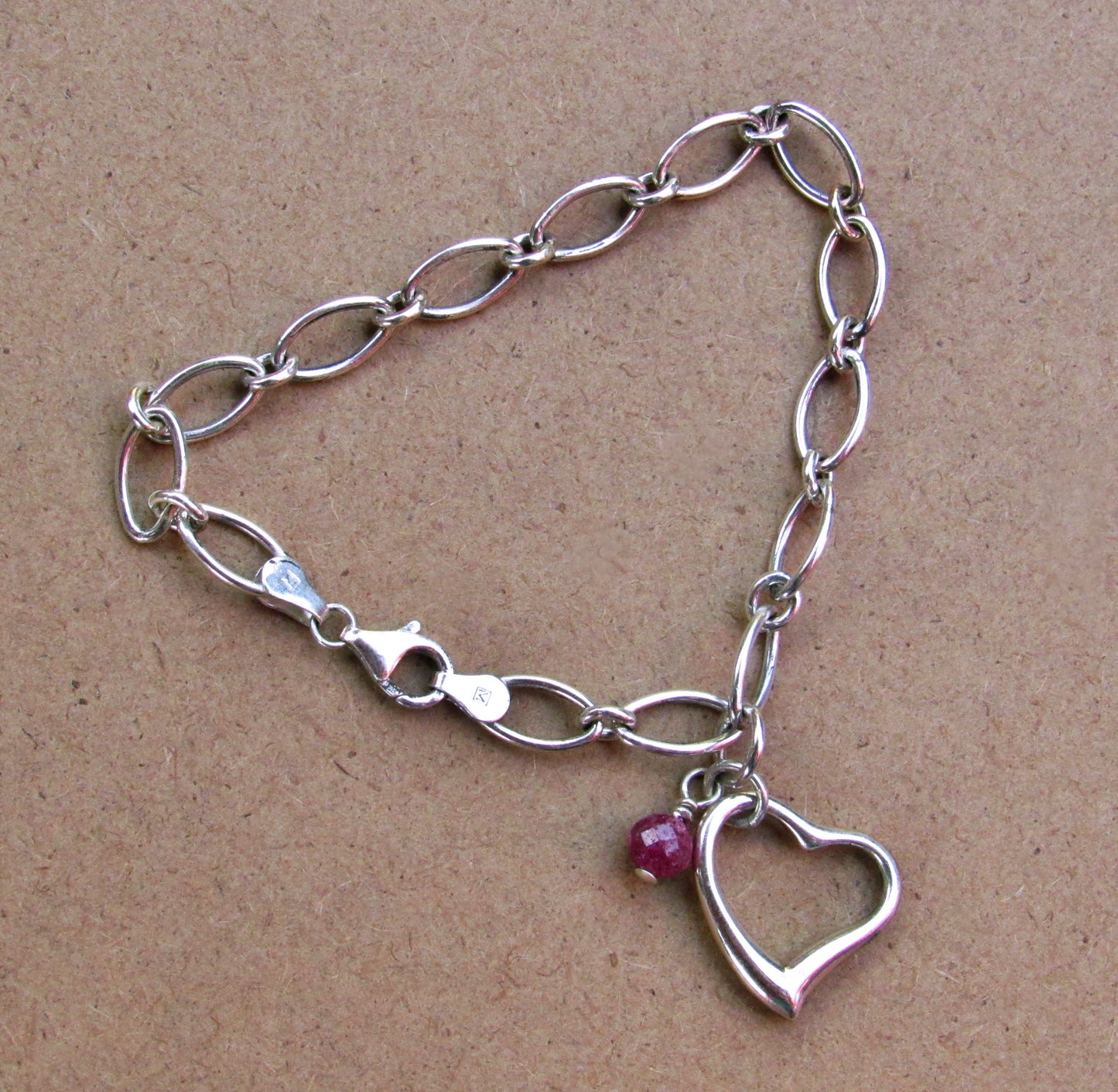 Vintage renewed floating heart and ruby Bracelet