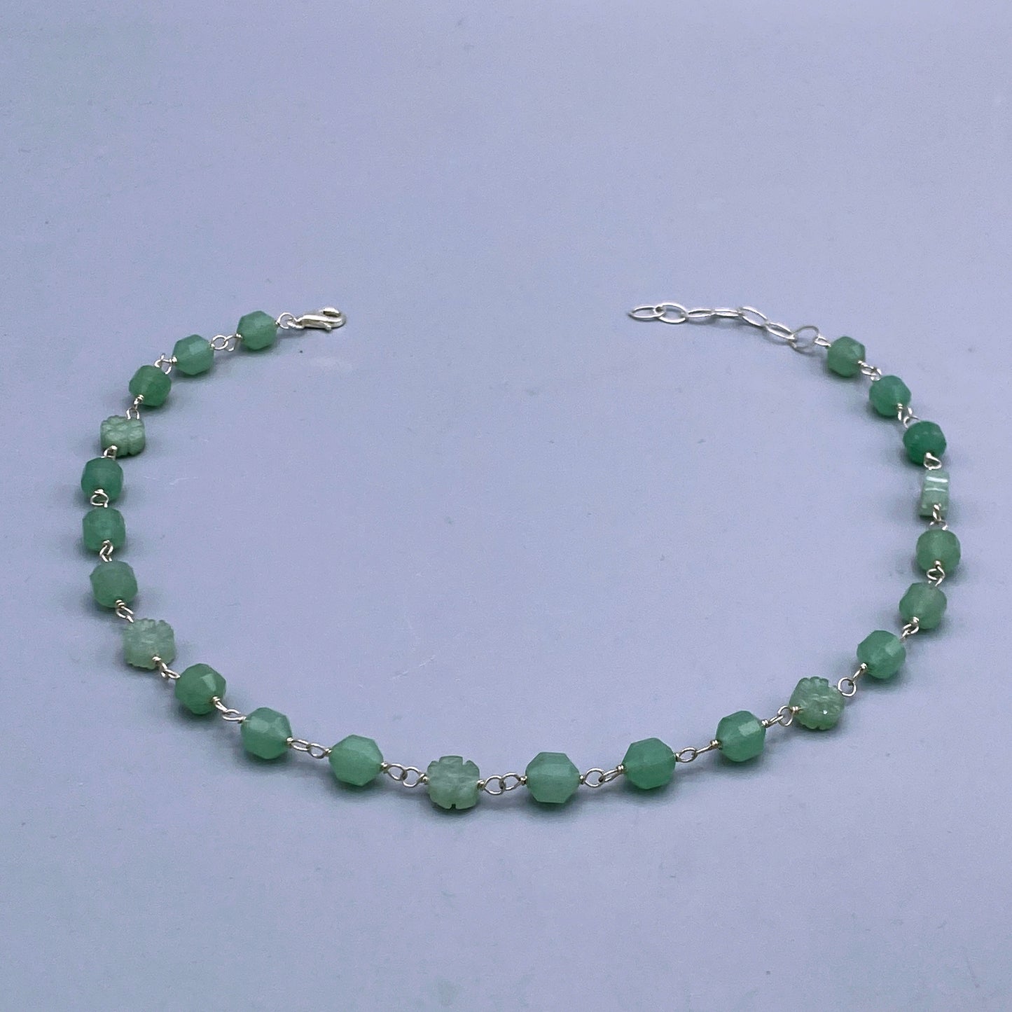 Green Aventurine gemstone Flower Beaded Necklace