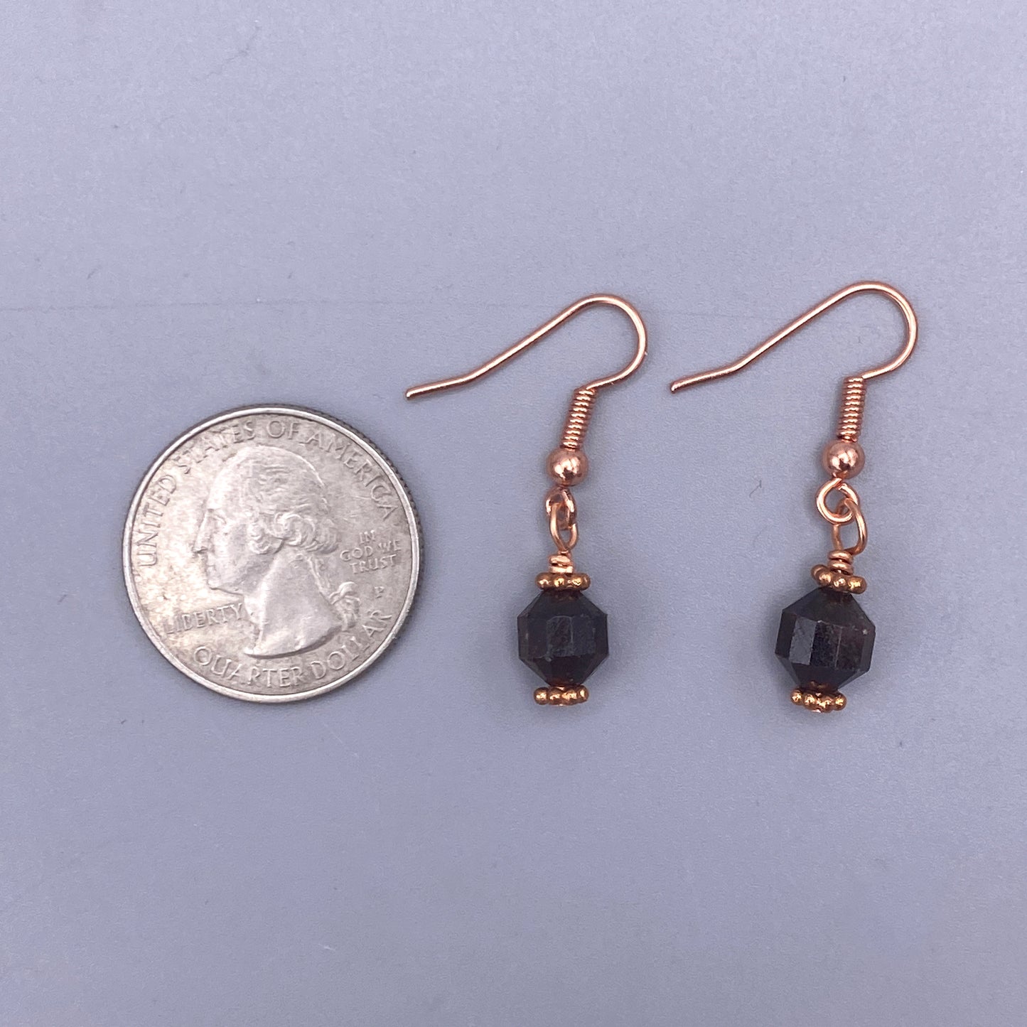 Garnet and Copper Drop Earrings